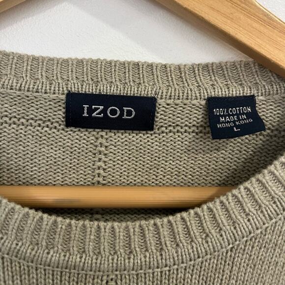 IZOD Vintage Cotton Crew Neck Square Knit Dad Sweater Large Oversized - Picture 2 of 6